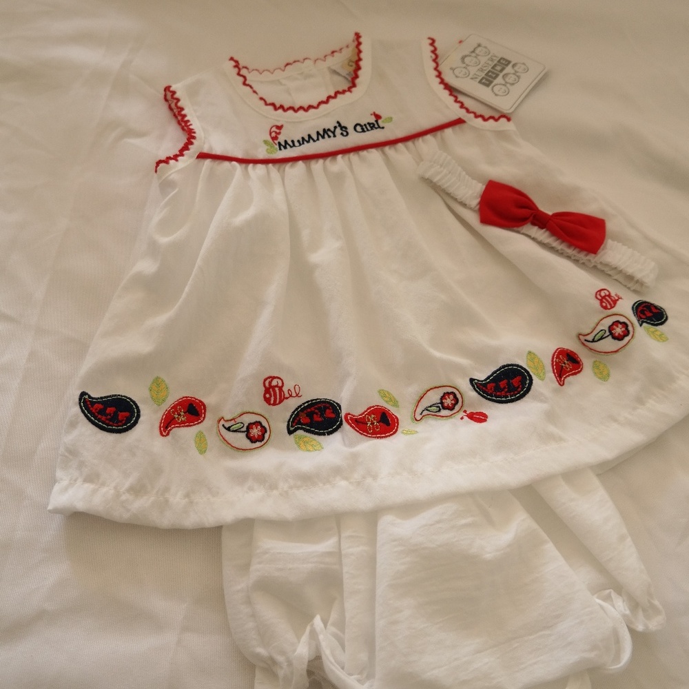 3 Pc. Infants "Mummy's Girl"Embroidered Dress Set